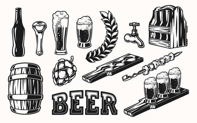Vector set of beer elements