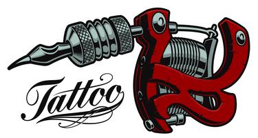 Coloured vector illustration of a tattoo machine