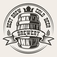 Badge with a barrel of beer  vector
