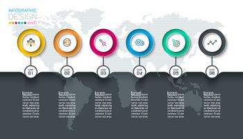 Circle label infographic with step by steps. vector