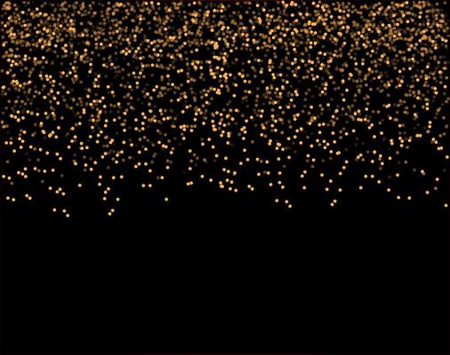 waterfalls golden glitter sparkle-bubbles champagne particles stars black background happy new year holiday concept.