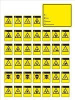  set of mandatory sign, hazard sign, prohibited sign, occupational safety and health signs, warning signboard, fire emergency sign. for sticker, posters, and other material printing. easy to modify. vector.