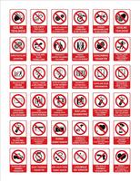 Turkish signage models, hazard sign, prohibited sign, occupational safety and health signs, warning signboard, fire emergency sign. for sticker, posters, and other material printing. easy to modify. vector.