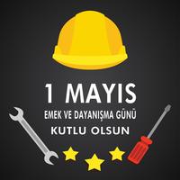 1 may labour day postervector. Turkish holiday on May Day is a day of work and solidarity. Translation from Turkish: a day of work and solidarity.  vector