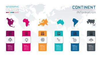 Infografía continental de información sobre gráficos vectoriales. vector