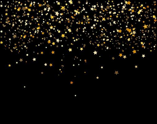 waterfalls golden glitter sparkle-bubbles champagne particles stars black background happy new year holiday concept.