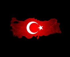 Turkey map with flag. flag map turkey country on digital background. Vector. vector