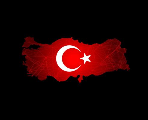 Turkey map with flag. flag map turkey country on digital background. Vector.