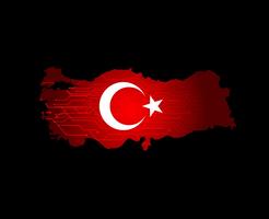 Mapa de pavo con la bandera. Mapa de la bandera de Turquía país en el fondo digital. Vector. vector