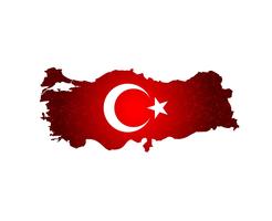 Mapa de pavo con la bandera. Mapa de la bandera de Turquía país en el fondo digital. Vector. vector