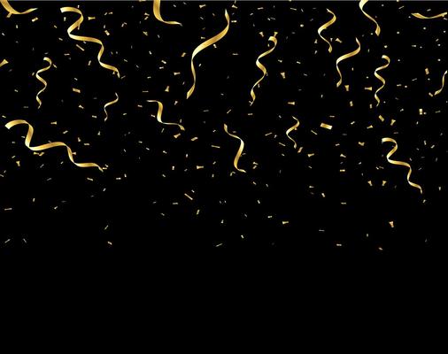 waterfalls golden glitter sparkle-bubbles champagne particles stars black background happy new year holiday concept.