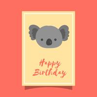 Flat Cute Koala Birthday Animal Greetings Vector Template