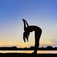 Lady silhouette image in the posture of Yoga. vector