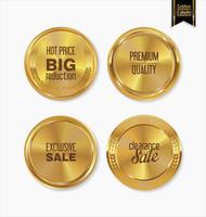 Insignias y etiquetas de oro premium de lujo vector