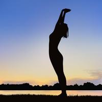 Lady silhouette image in the posture of Yoga. vector