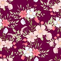 Wild flowers seamless pattern. Hand drawing Vector illustration