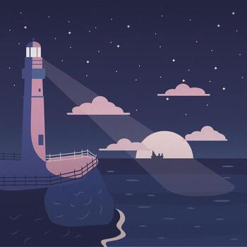 Faro junto al mar vector