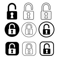 Set of simple sign Lock icon vector