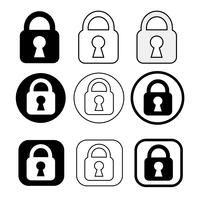 Set of simple sign Lock icon vector