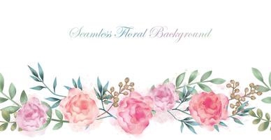 Seamless watercolor flower background with text space isolated on a white background. vector