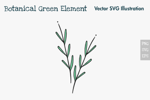 Single Hand Drawn Botanical Green Element. vector