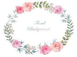 Watercolor oval flower framebackground with text space vector