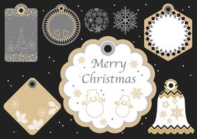 Set of assorted New Year and Christmas gift tags.