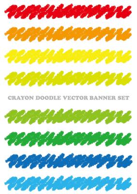 Set of colorful crayon design elements isolated on a white background.