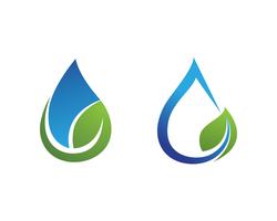 Ilustración de vector de plantilla de logotipo gota y hoja de agua