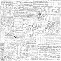 Set Of Line Hand Drawn Textures Doodle Style. Handmade Sketching Vector Illustration.	