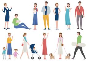 Set of people in various lifestyle isolated on a white background.