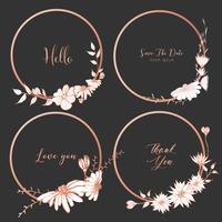 Set of dividers round frames, Hand drawn flowers, Botanical composition, Decorative element for wedding card, Invitations Vector illustration.