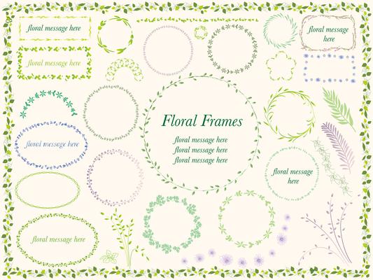 Set of assorted flower and plant frames.