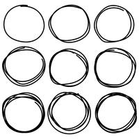 Set Of Hand Drawn Circle Elements, Hand Drawn Sketch.	 vector