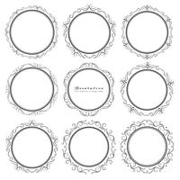 Set of decorative round frames vintage style. Vector illustration.