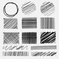 Vector set of line grunge brushes textures. Handmade Vector Illustration.	