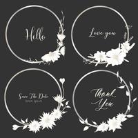 Set of dividers round frames, Hand drawn flowers, Botanical composition, Decorative element for wedding card, Invitations Vector illustration.
