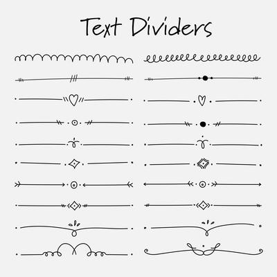 Set Of Decorative Calligraphic Elements For Decoration. Handmade Vector Illustration.	