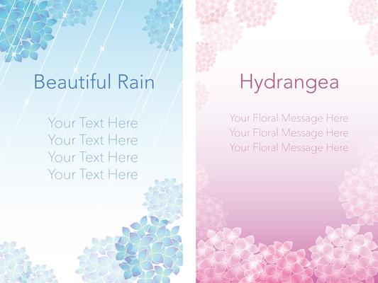 Set of two frames/backgrounds with hydrangeas.