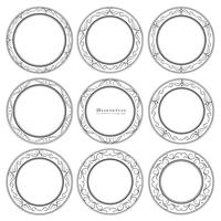 Set of decorative round frames vintage style. Vector illustration.