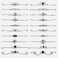 Set Of Decorative Calligraphic Elements For Decoration. Handmade Vector Illustration.	