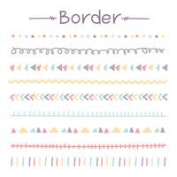 Set Of Colorful Doodle Borders. Vector Illustration.	