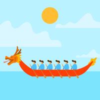 Flat Dragon Boat Festival Vector Illustration