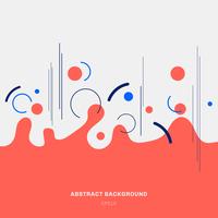 Abstract composition red geometric splash circles shapes and blue lines on white background trendy style. vector