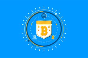 Conjunto de ilustración de concepto de seguridad de Bitcoin vector