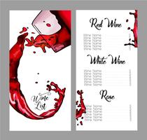 Diseño del vector para la carta de vinos