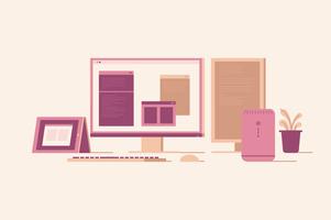 Programmer workspace vector illustration