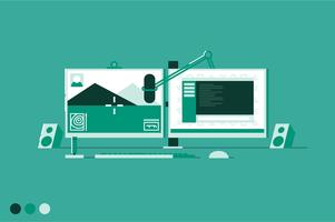 Gaming station workspace vector illustration