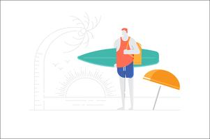 People character surfer illustration vector