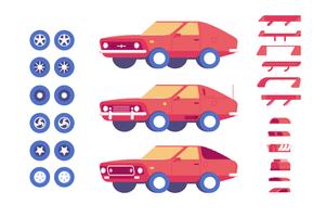 Car vehicle parts customisation mod illustration set vector